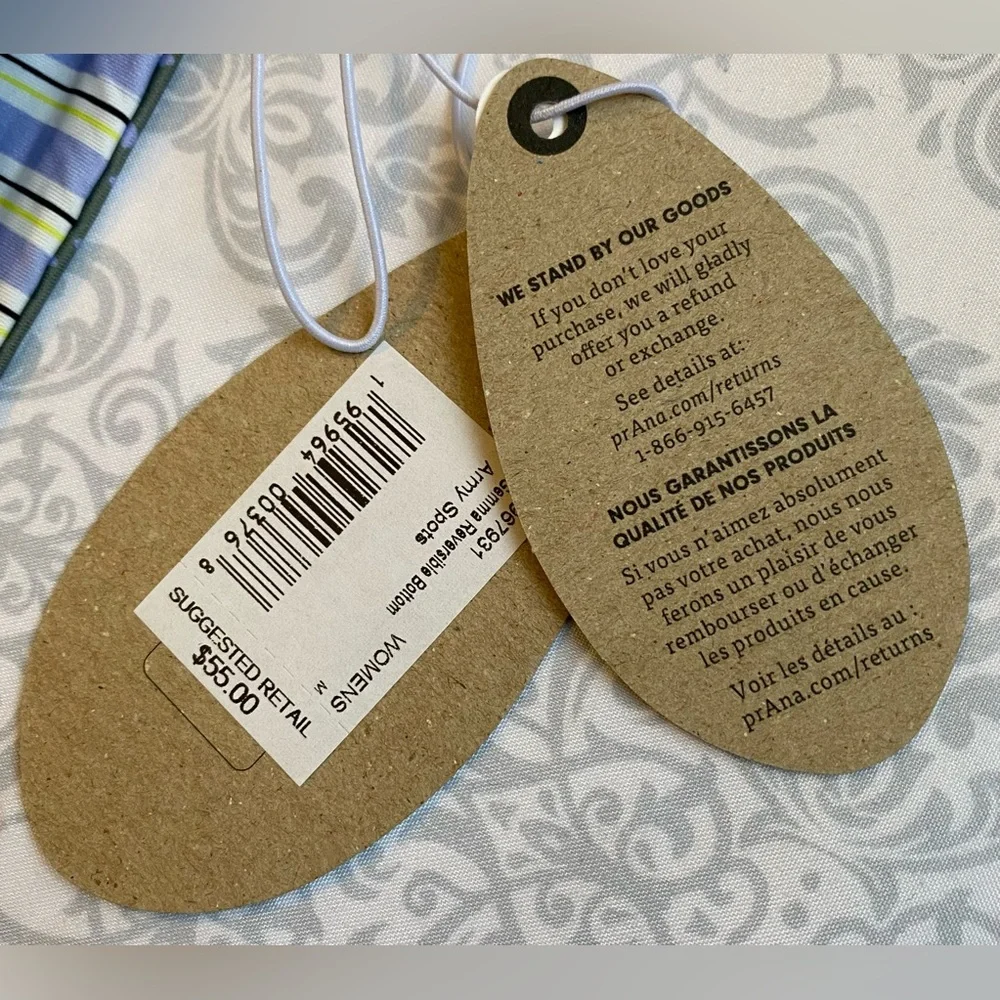 NWT Prana Reversible Bikini Bottoms- UPF 50+